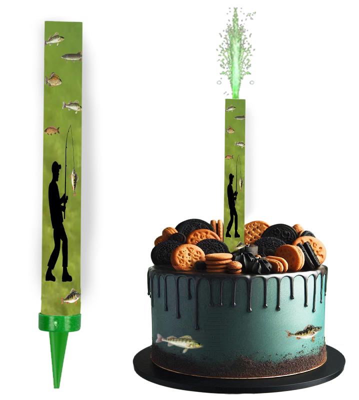 Green Flame Fisherman Cake Fountain 1pc