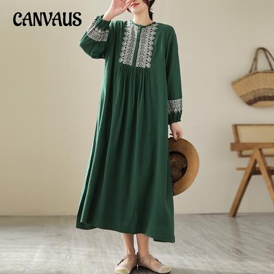 Spring Autumn Women's Dress Plus Size Loose Comfortable Mid-Length Long Sleeve Dresses