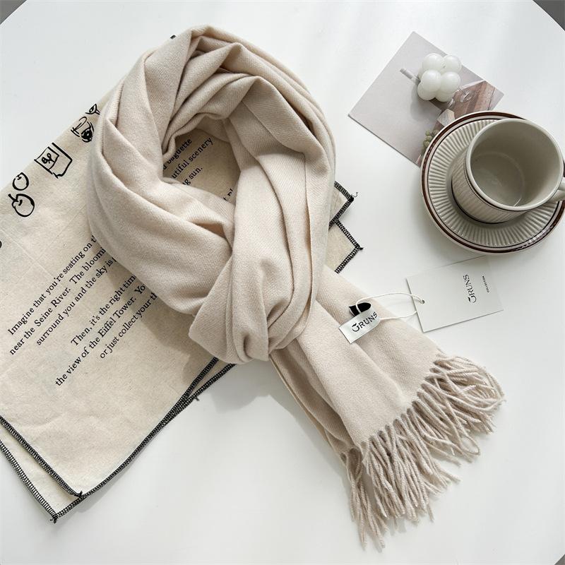 Kašmírový šátek na ruku, podzimní a zimní, jednobarevný, dámský, tlustý střapec, jednoduchý a všestranný, měkký a teplý, imitace kašmíru