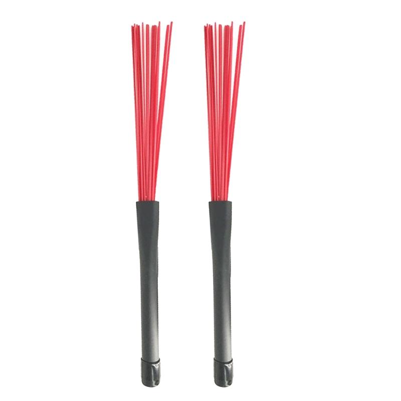 

2Pcs Drum Brushes Snare Brush Jazzes Drum Brushes Professional Nylon Wire Brush Wire Drum Stick Brush Percussion Brushes красный