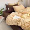 Literary Wabi-sabi Cotton Striped Bedding Set - Three-Piece Dormitory Duvet Cover with Fitted Sheet