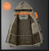 Men's Mid-Length Hooded Outdoor Jacket - Autumn/Winter, Plus Velvet, Multi-Pocket, Loose Fit