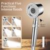 New 5 Modes High Pressure Filter Shower Head Water Saving With Stop Button Handheld Shower Head Bathroom Accessorie