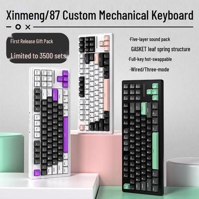 Xinmeng M87 Wireless RGB Mechanical Gaming Keyboard with Bluetooth, Customizable Hot-Swappable Gasket, Wired/Wireless Modes