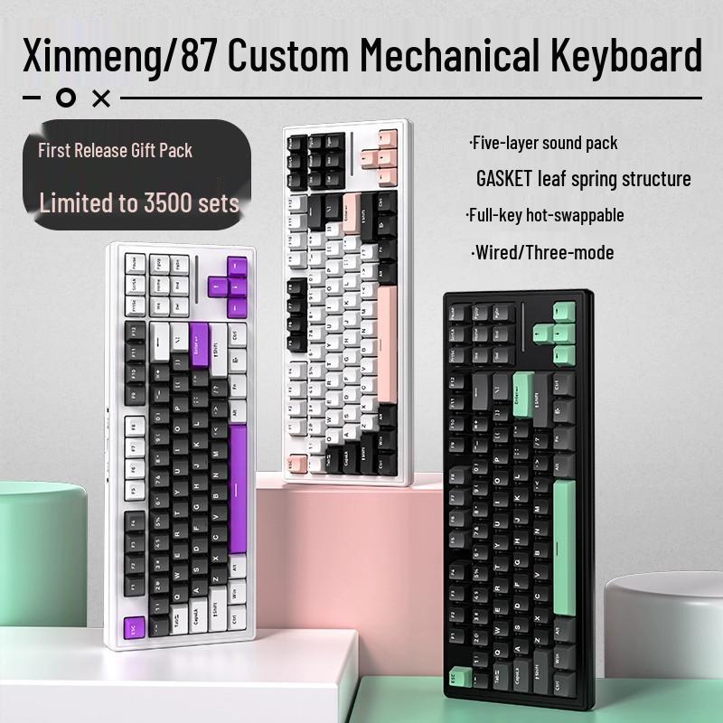 Xinmeng M87 Wireless RGB Mechanical Gaming Keyboard with Bluetooth, Customizable Hot-Swappable Gasket, Wired/Wireless Modes
