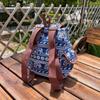 Damen Ethnisch Elefantenmuster Rucksack Leinwand Kordelzug Schultasche Vintage Reise Tagesrucksack Umhängetasche