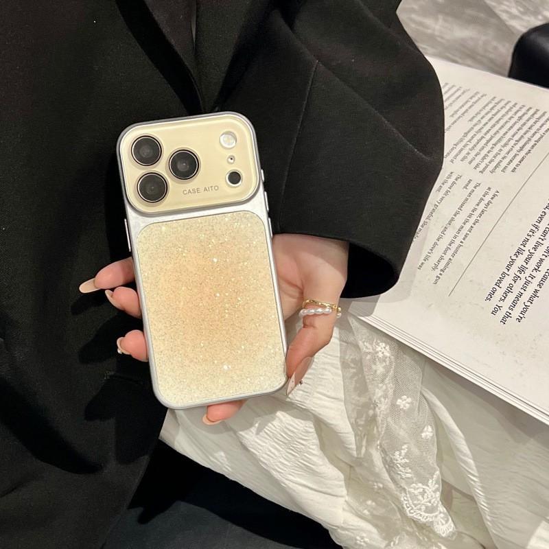 Stylish Acrylic Case With Sparkle Glitter Gradient Window IPhone 14 15 16 17 Pro Max Full Coverage Drop Protection