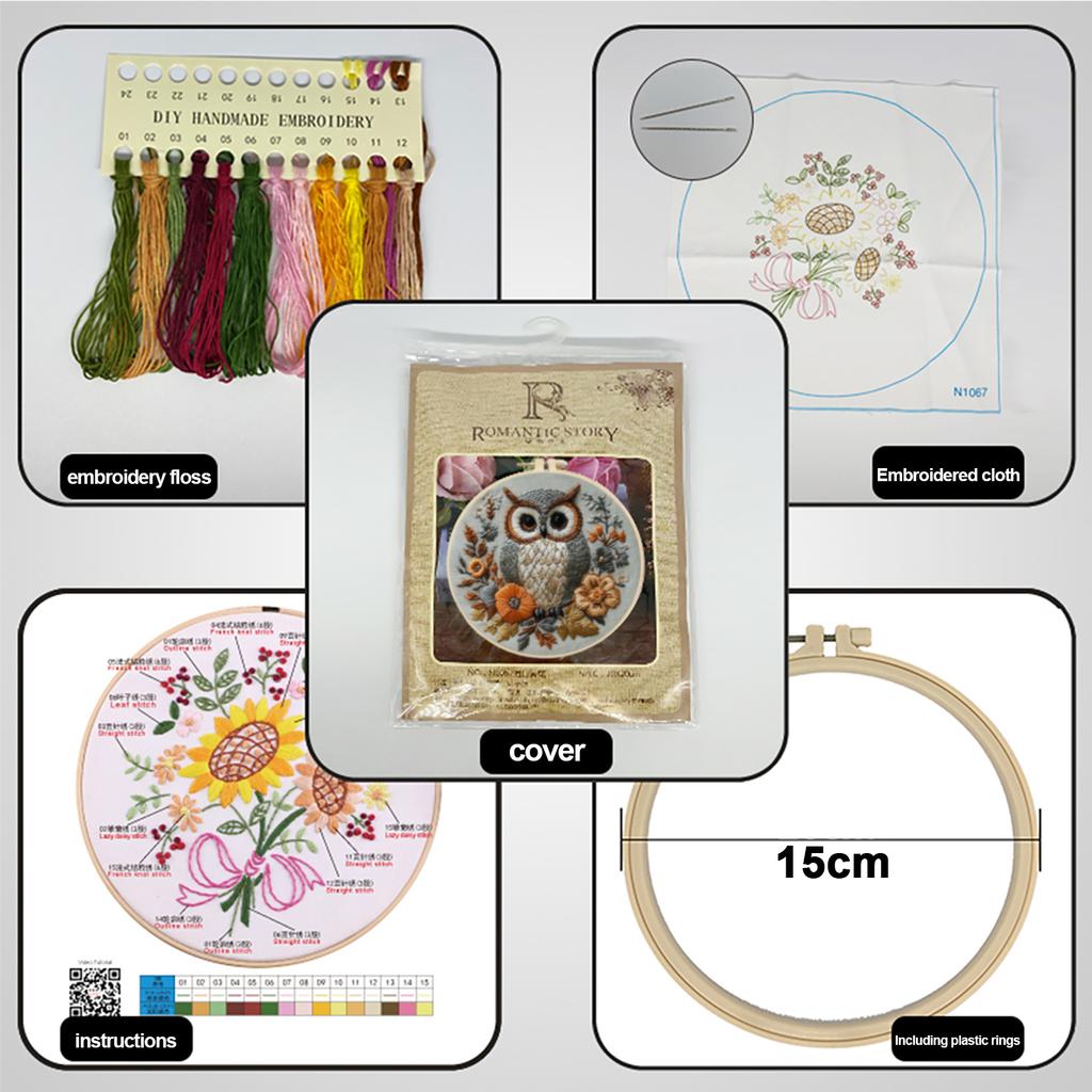 4 Pack Embroidery Kit with Cute Animal Patterns Cross Stitch Set with Embroidery Hoop Needles Threads Instruction for Beginners