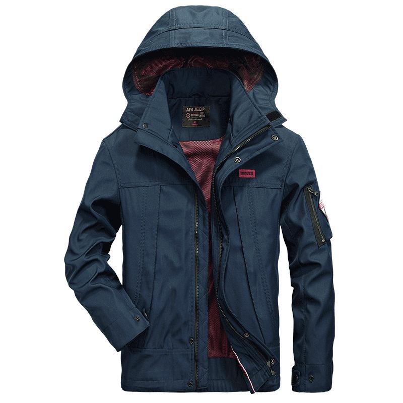 

Весна Осень Модная Армейская Куртка Ветровка Военное Пальто С Капюшоном M синий