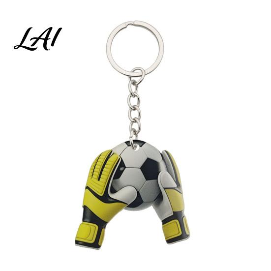 Key Holder Keychain Pendant Football Goalkeeper Gloves Ball Design Chain Acrylic Sports Realistic Accessory for Fans Backpack