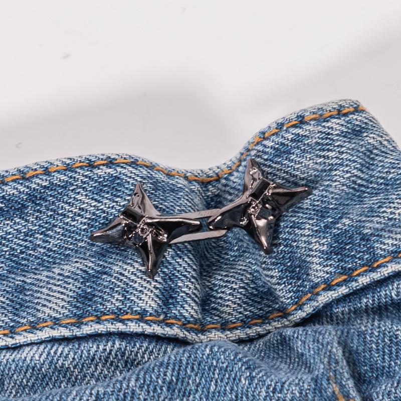 Four-Pointed Star Adjustable Cinch Buckle for Jeans - No-Punch Waist Reduction Button