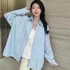 Women's Blue Shirt Female Turn-Down Collar Long Sleeved Blouses Spring Summer New Korean Style Loose Versatile Lady Top