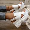 Fashion Summer New Large Size Thick Bottom Roman Sandals Wedges High Heels Hollow Out Shoes for Women Platform Black White Sandalias
