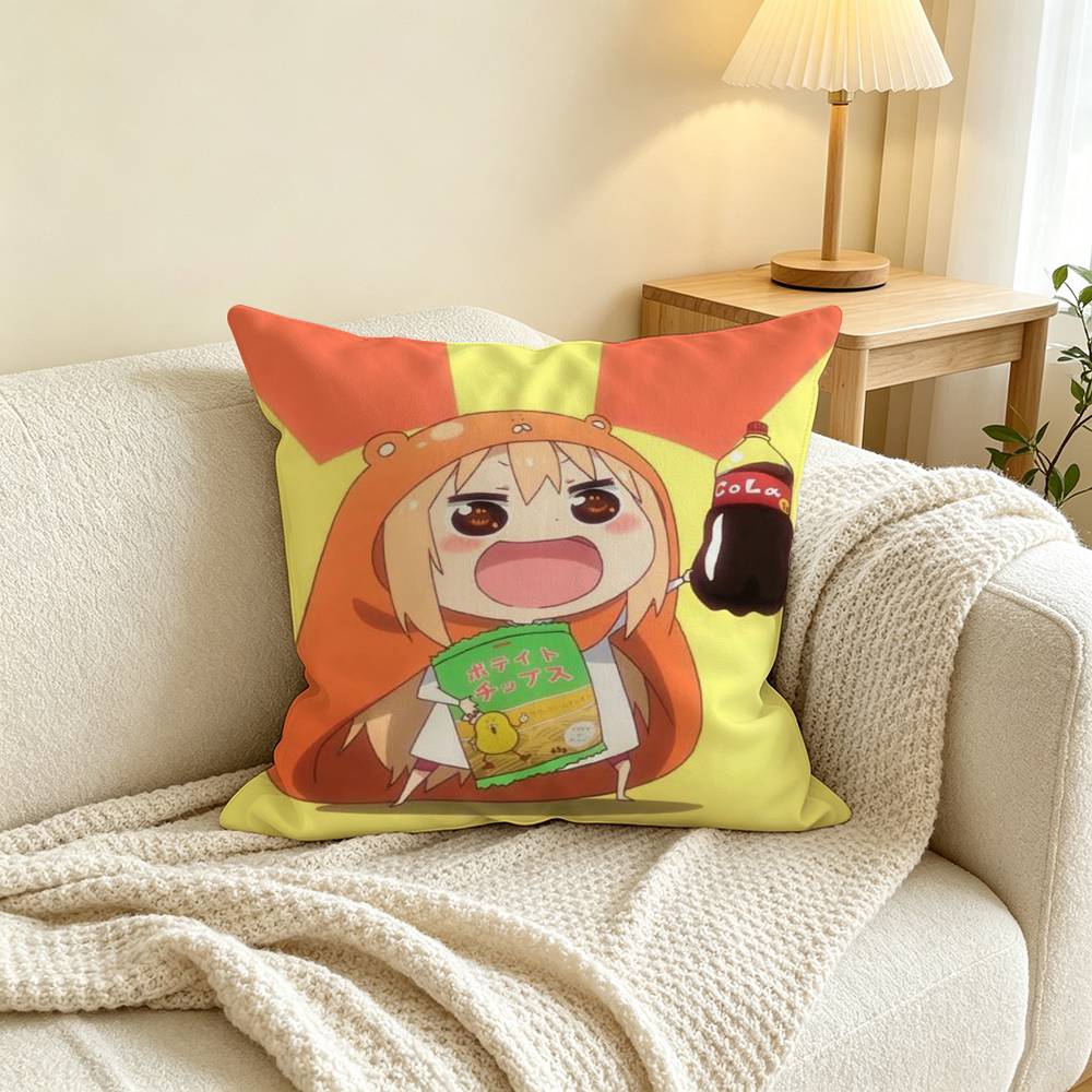 Anime U-Umaru Doma Pillow Case Square Double-Sided Sofa Cushion Cover Bedroom Bedside Pillow