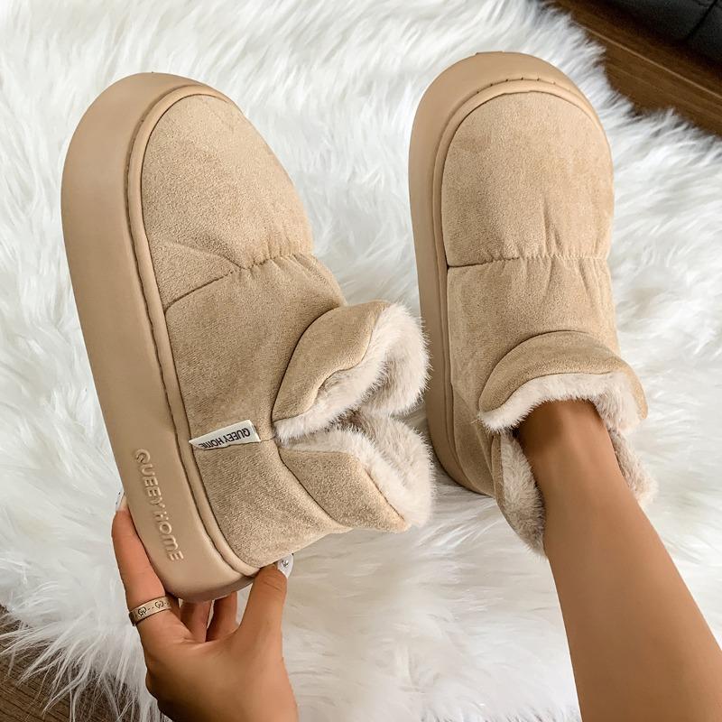 Bread shoes winter soft-soled warm slippers thick-soled plush couple wear all-inclusive heel cotton shoes women