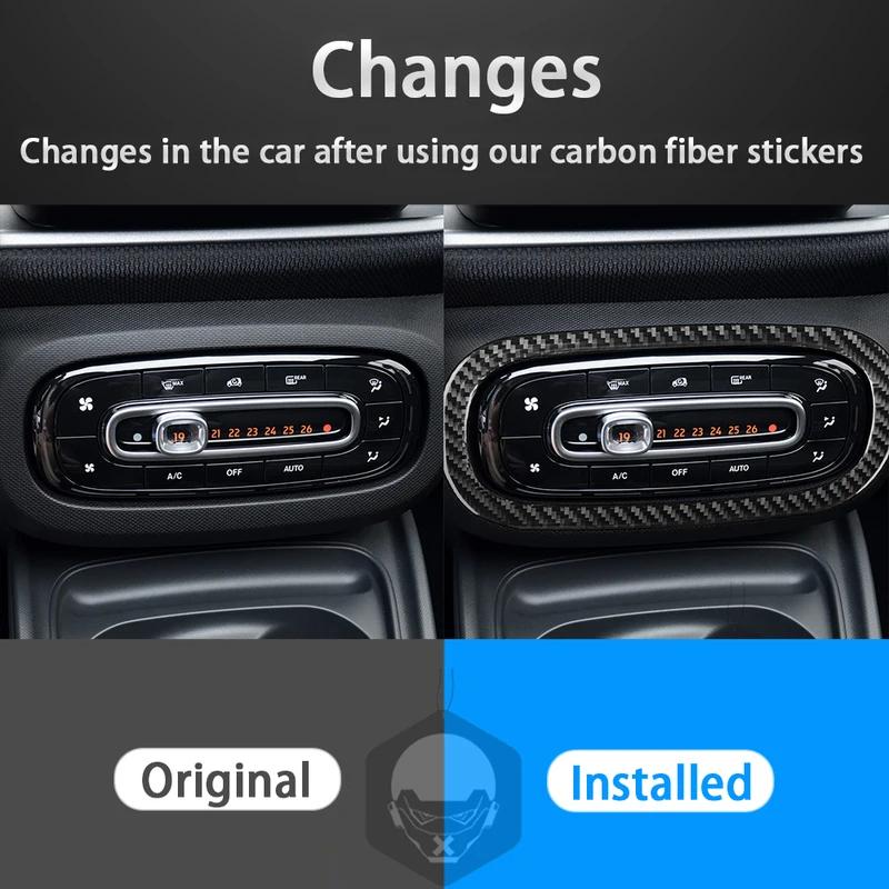 For Benz Smart 453 Fortwo 2016-2024 Carbon Fiber Air Conditioner Control Switch Frame Adjustment Trim Cover Decoration Sticker
