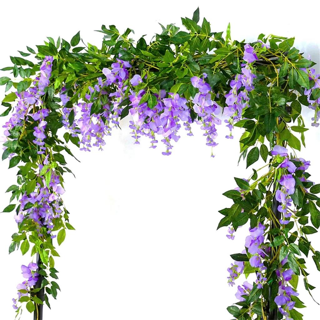 Simulation Wisteria Flower Fake Flower Rattan Ceiling Flower String Vine Hanging Flower Decorative Flower Plastic Plant Conditioning Pipe Cover
