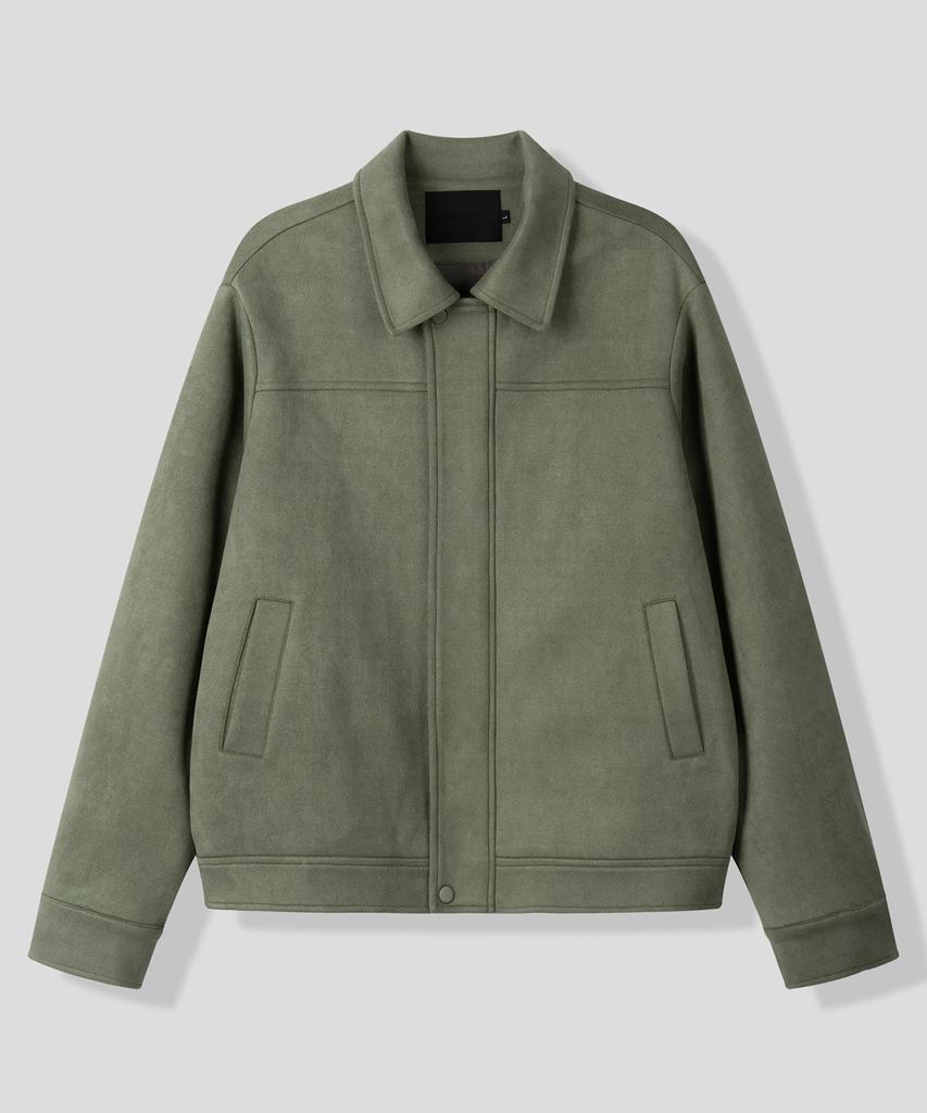 Black Moment Classic Vegan Suede Jacket [Olive]
