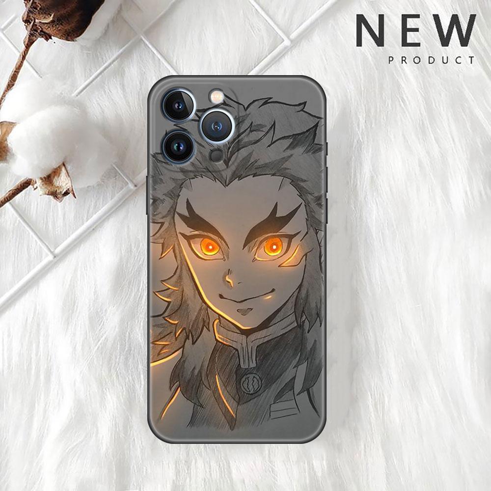 Pouzdro Case Pro Apple iPhone 14 11 13 7 12 Pro 7 XR XS Max 8 Plus 6 14Pro 13Mini Černé Měkké Telefonní Coque Anime Demon Slayer