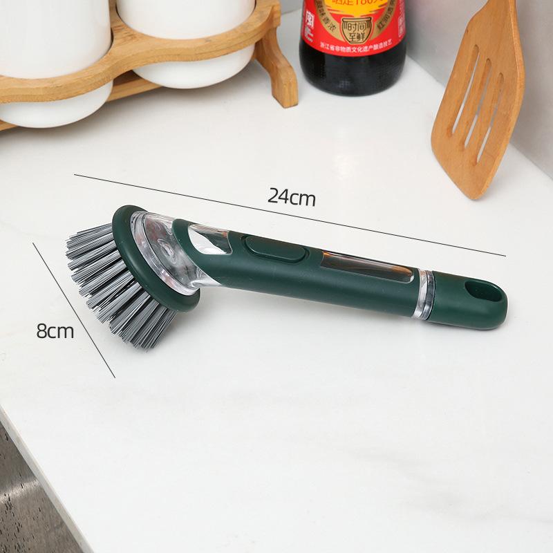 Creative Kitchen Pan Brush Non-Slip Press To Dispense Automatic Liquid Dishwashing Brush Long Handle Press Cleaner