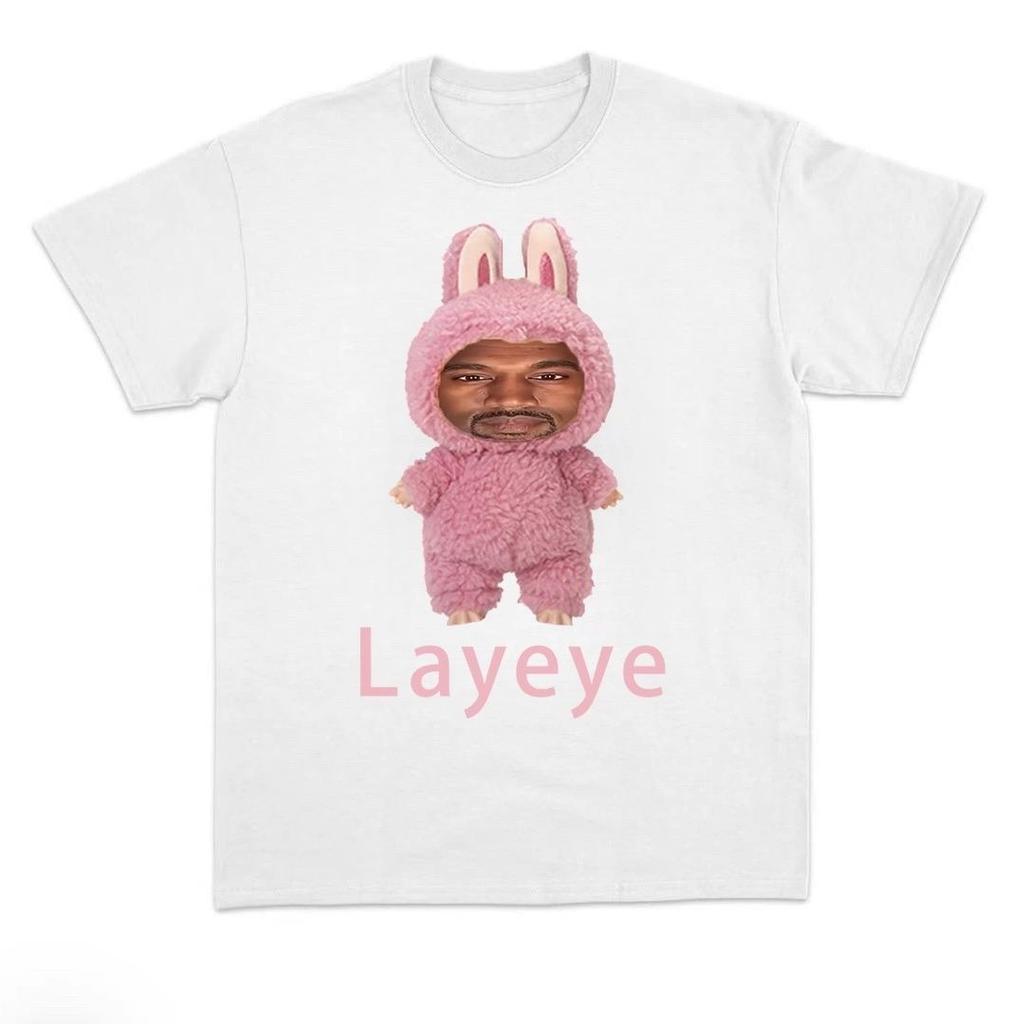 Parody Kanye Layeye T-shirt Creative Short-sleeved Pure Fun and Funny T-shirt for Both Women