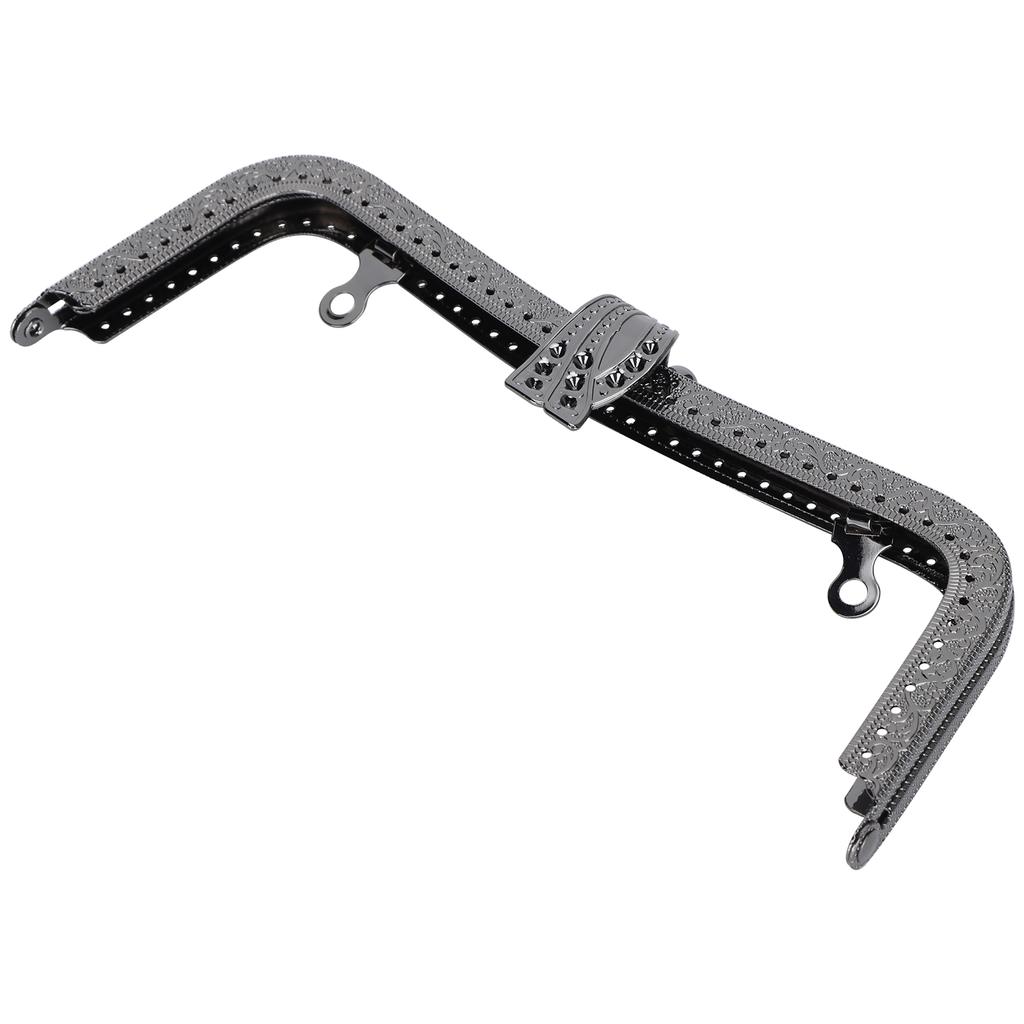 Metal Purse Frame DIY Kiss Clasp Lock Retro Embossed Handle Hardware Accessories 20cmGun Black