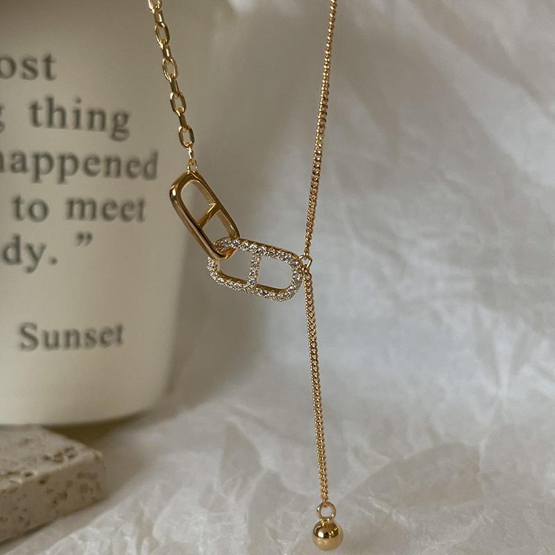 Real gold electroplating creative zircon pig nose necklace light luxury new temperament collarbone chain versatile high-end jewelry women