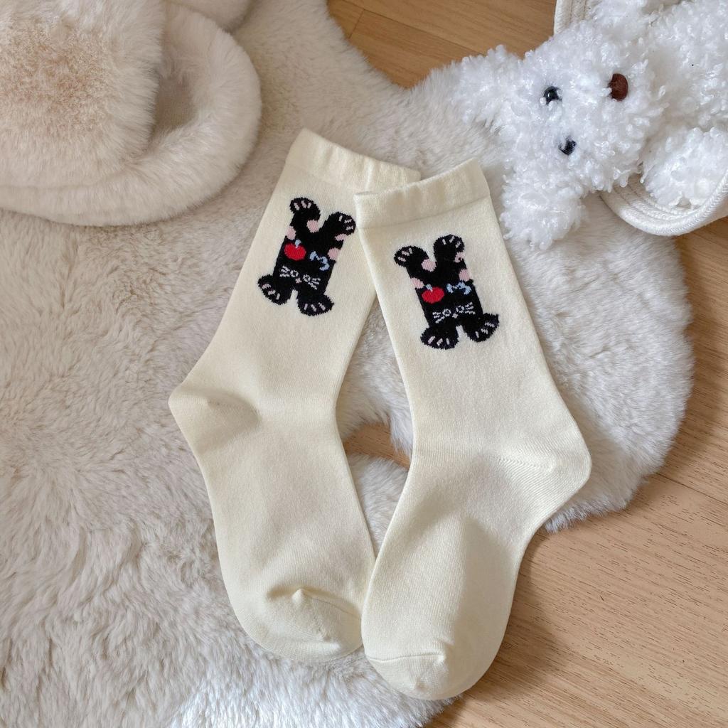 Damen Herbst- und Winter Verdickte Warme Süße Niedliche Cartoon Hund Wolle in Den Kniestrümpfen