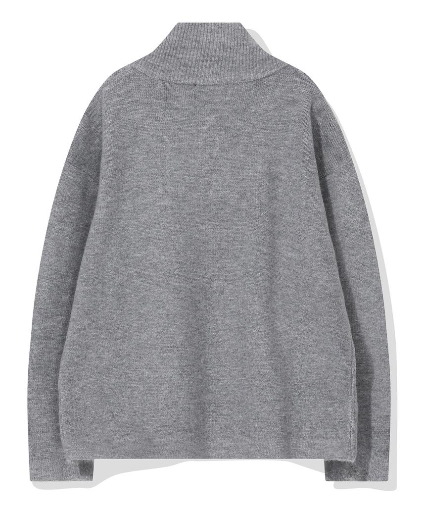 BEENTRILL Essential Turtleneck Two-Way Knit Zip-Up (Melange Gray)