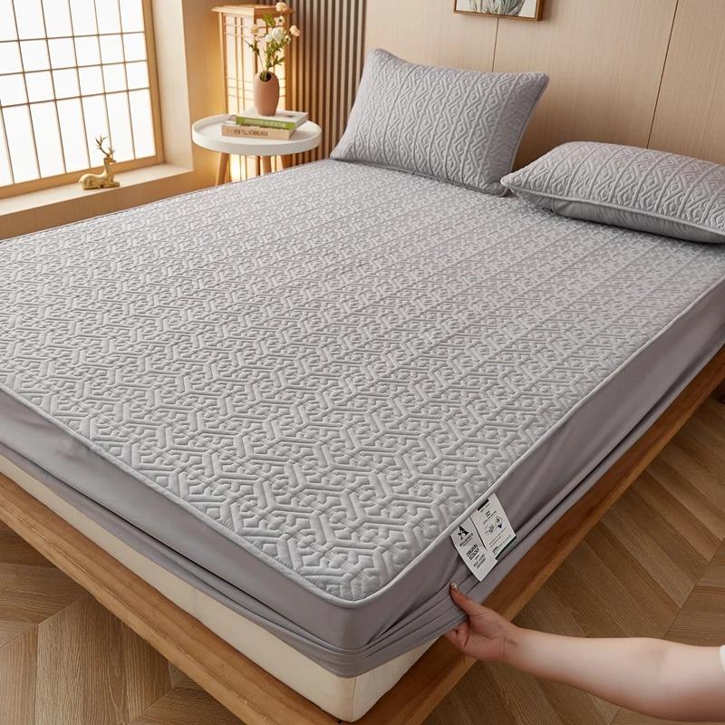 Premium-Qualität, 100 % Baumwolle, dicker Matratzenbezug, reine Baumwolle, King-Size-Bettbezug, antibakterielles Spannbettlaken, Bettwäsche, kein Kissenbezug