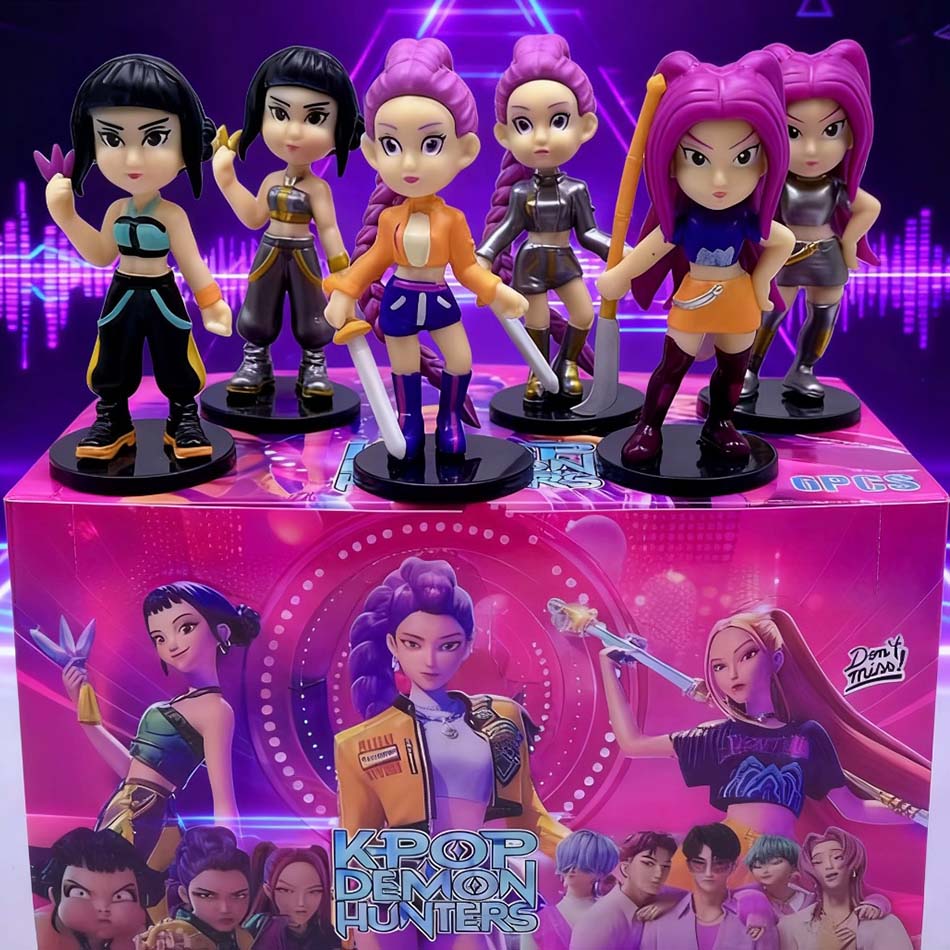 Fashnics 6Pcs/Set Kpop Demon Hunters Figure Toy Cartoon Rumi/Mira/Zoey Action Figure Pvc Desktop Decoration Model Doll Toy Fans Gift