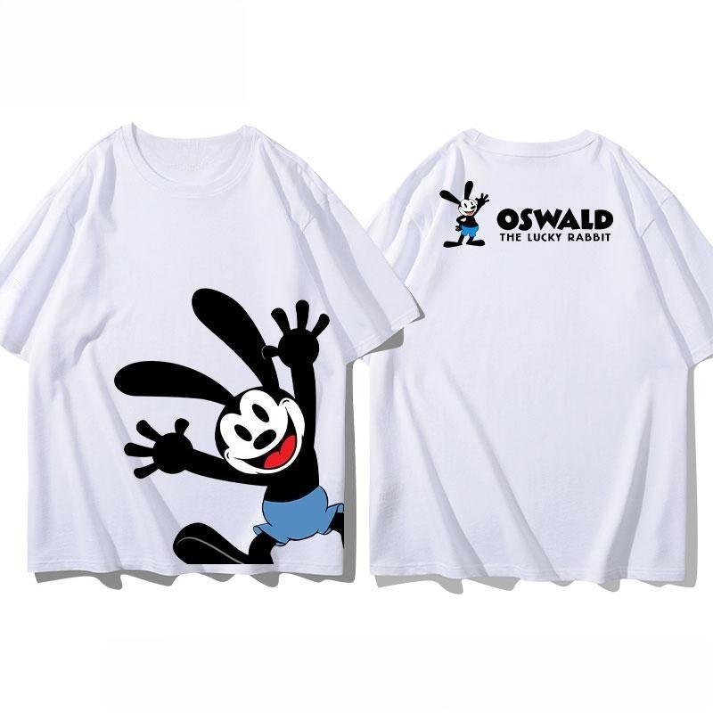 

2025 Rabbit Oswald Joint Peripheral Shortsleeved Tshirt for Unisex and Women Nick Judy Couple Clothes Versatile Trend S