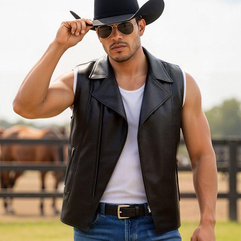 Summer D new leather jacket vest vest men's jacket men's casual trend slim fit
