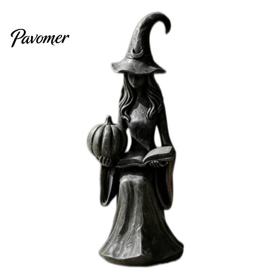 Mysterious Witch Craft Gift Pumpkin Ornament, Halloween Gothic Style Tabletop Figurine, Retro Home Decor Ornament PLA Statue for Bookshelf Office