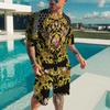 Summer New Men's 3D Printed Luxury Gold Pattern Fashion Casual Sportswear Short Sleeve T-shirt Set Men's T-shirt Two Piece Set