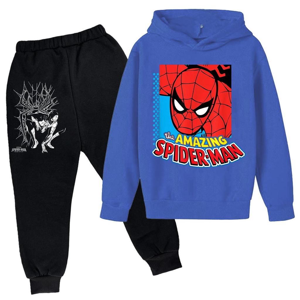 Kids Printed Hoodie and Sweatpants Set Long Sleeve Loose Fit Pullover Outfit for Boys and Girls