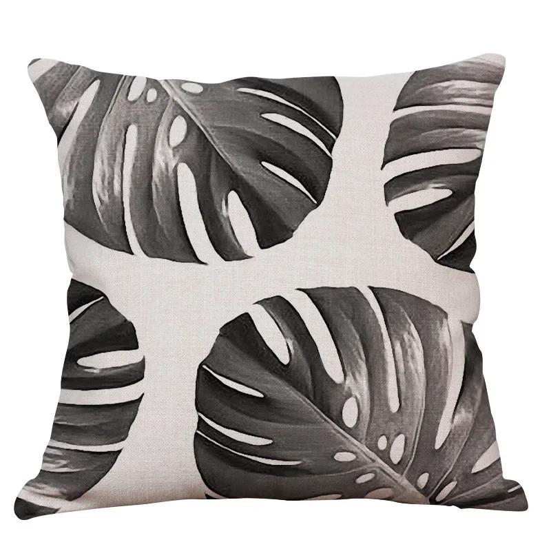 Nordic Decoration Cushion Covers Home Tropical Decoration Pillowcase Black White Plant Leaves Decor for Home Pillowcases
