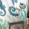 Marine Animal Hippocampus Seaweed Compass Tulle Curtain Voile Transparent for Bedroom Living Room Kitchen Sheer Window Curtains