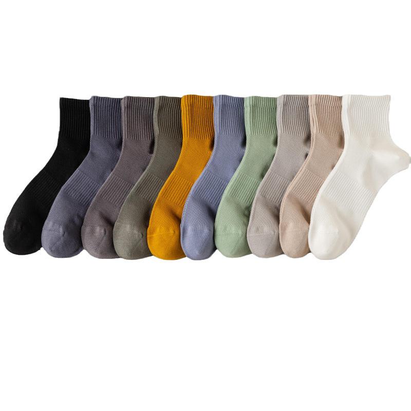 Men's Cotton Waist-Shaping Mesh Socks - Breathable, Sweat-Absorbent, Odor-Resistant, Short Tube, Boneless, for Spring & Autumn Sports