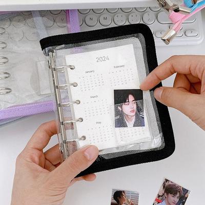 Portable Zipper Photo Album 5-Hole Pvc Photocard Binder Loose-leaf Collect Book Hand Account Diary Girl