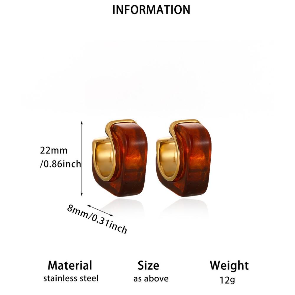 Stainless Steel Resin Amber Earrings Lightweight Hypoallergenic Acrylic Teardrop Earrings Translucent Drop Hoops Translucent