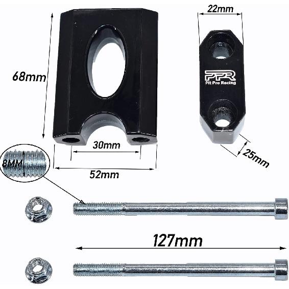 Handlebar Risers, 7/8" 22 Mm Handlebar Mount Clamp Risers Replacement For Coleman BT200X CT200U-EX MB200 50 70 125Cc XR/CRF Dirt Pit Bike (Black)
