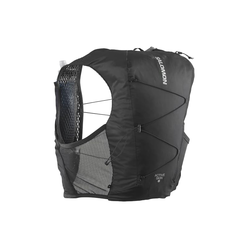 SALOMON ACTIVE SKIN 8 SET Hydration Vest Backpack (Black/Metal, Size S)