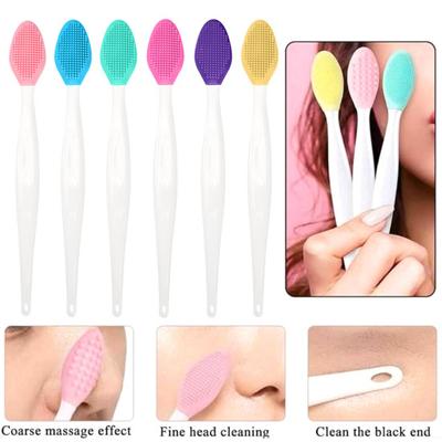 6Pcs/Set Silicone Pore Cleaning Brush Portable Travel Double-Sided Exfoliating Lip Nose