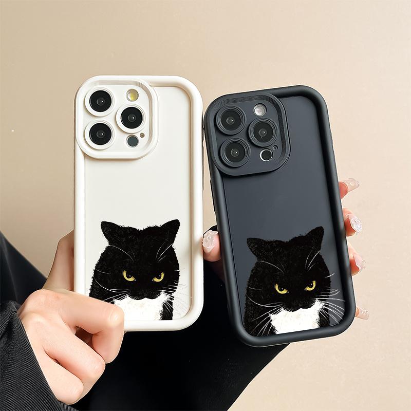 Etui na telefon komórkowy z wściekłym czarnym kotem, odpowiednie dla iPhone 17 16 15 14 13 12 11 Pro/ Max /Plus, odporne na upadki i wstrząsy