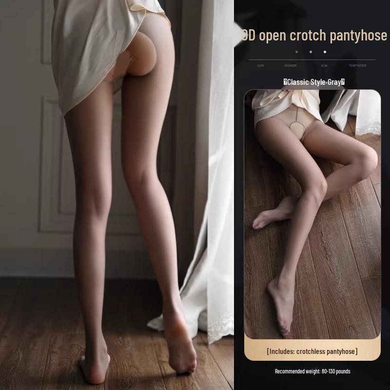 

2026 Spring/Summer Sheer Open Crotch Black Stockings Seamless (Non-Fragile)