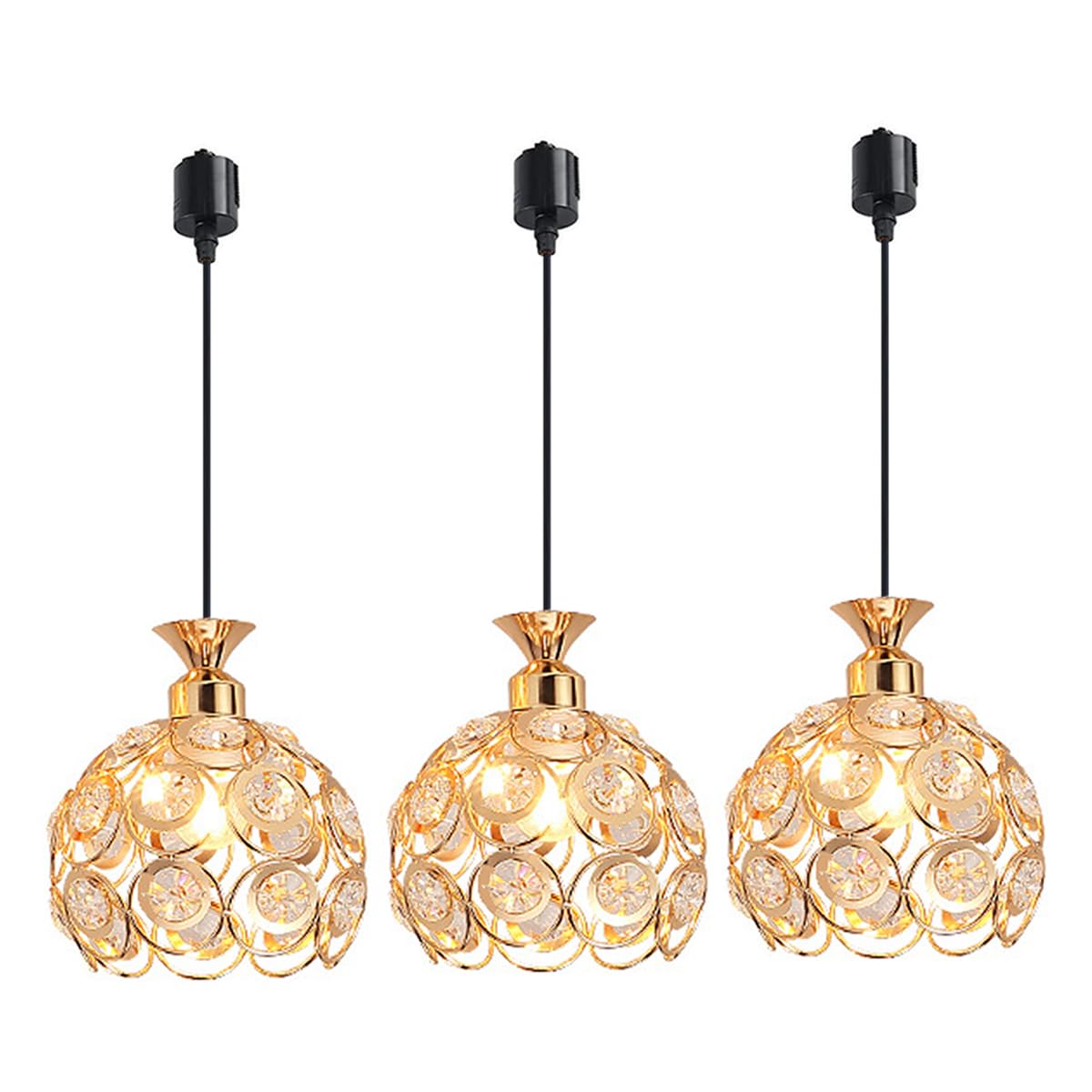 

JLOWCO 3-Light Pendant Light, Gold, Dining Lighting, Stylish Crystal Glass Pendant Light, Modern Kitchen, Bar Counter, Cafe-Style Ceiling Lighting,