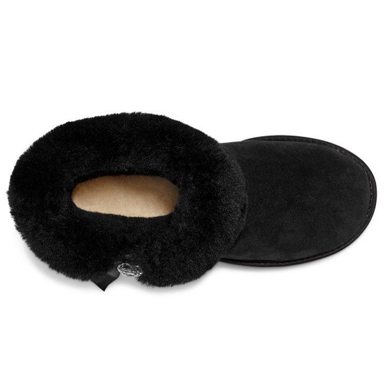 UGG Cinched Fur Mini Snow Boots Black Women's 1106909-BLK