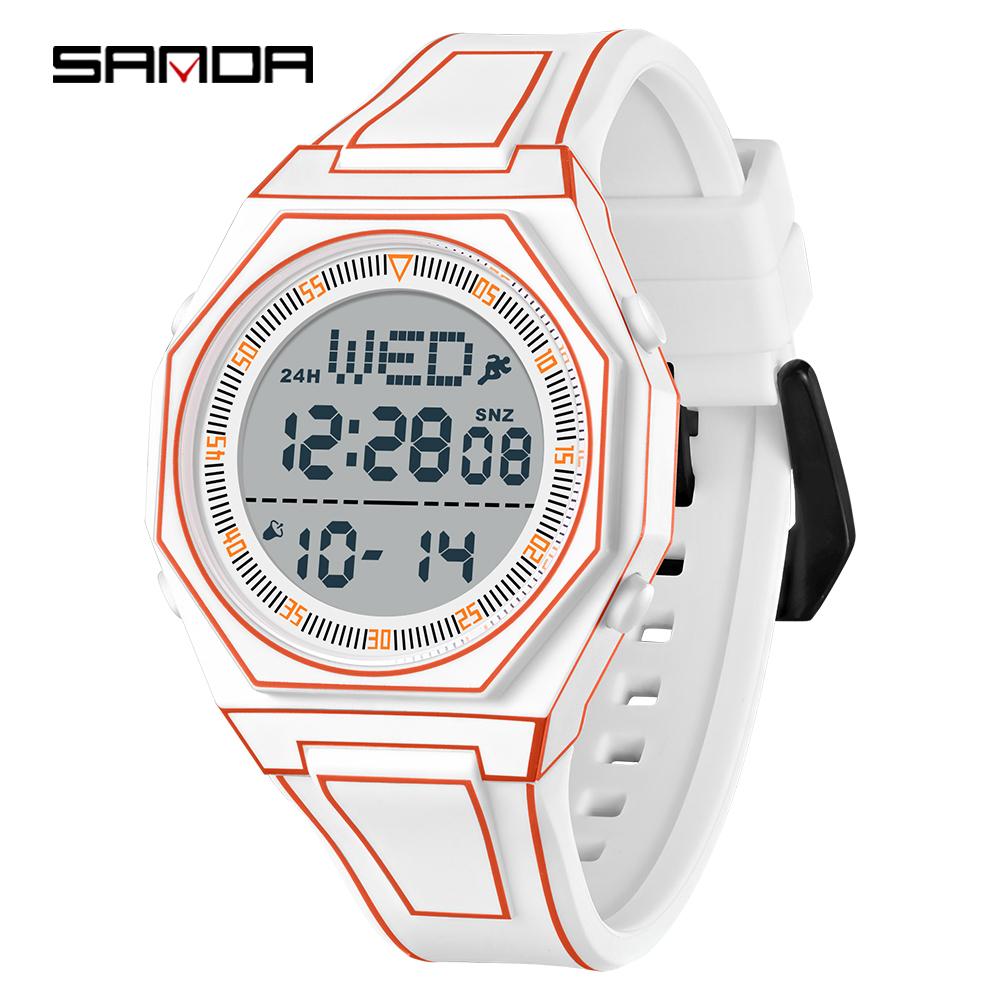 SANDA Men's and Women's Sports Electronic Watch Multi functional 5ATM Waterproof Colorful Night Light Alarm Clock Timing