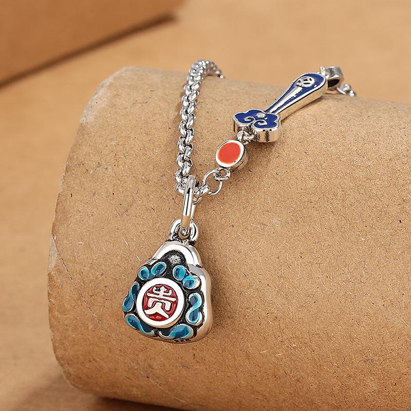 

Ретро национальный пейзаж, синяя эмаль, богатое ожерелье с сумкой для денег, женское мастерство, индивидуальность, подарки друзьям